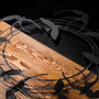 Wallity Spiral Birds 1 Escultura de pared de madera y metal Nogal y Negro